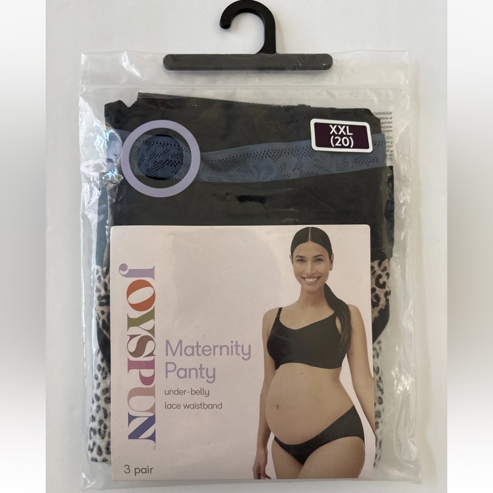 Joyspun Maternity Under Belly Panty Flat Lace Waistband 3 Pair XXL 20